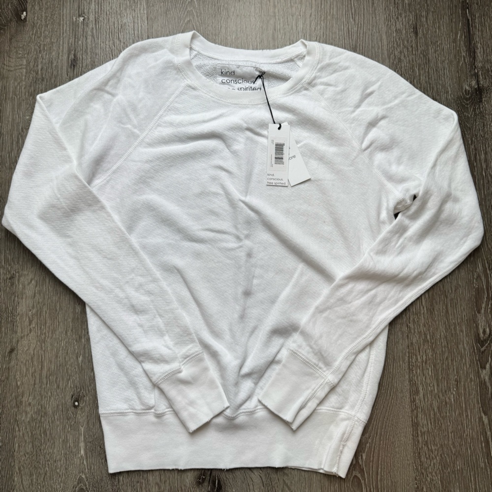 Unsubscribed White Fleece Sweatshirt Women XXS Crewneck NWT Conscious